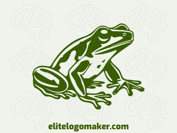 Handcrafted logo with a refined design forming a frog, the color used was dark green.