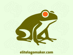 Create a vector logo for your company in the shape of a frog with an abstract style, the colors used were green and orange.