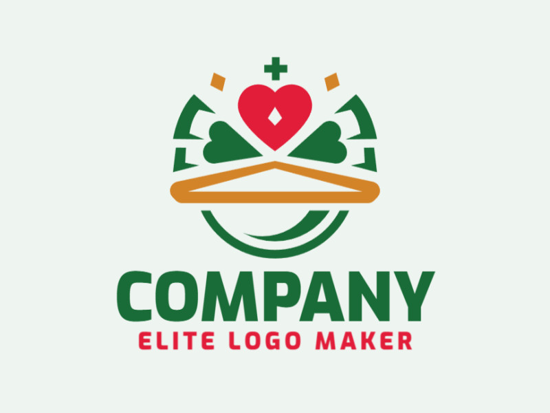 Customizable logo with the shape of a frog combined with a crown made up of a childlike style and red, green, and yellow colors, that logo is ideal for various businesses.