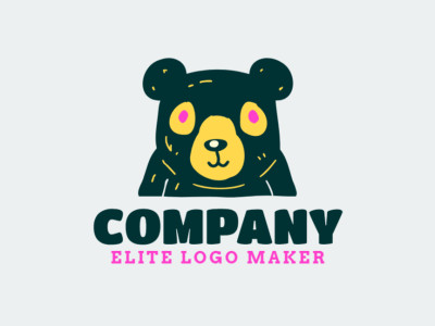 A fun bear-shaped logo bursting with vibrant pink, yellow, and dark green, perfect for a playful brand.