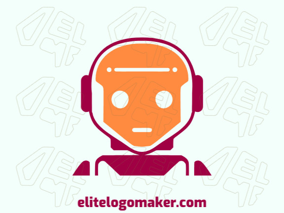 Um logotipo simétrico com um elegante design de robô em laranja marcante e vermelho escuro, combinando inovação e ousadia.