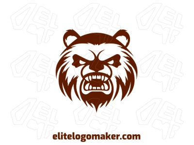 Un oso marrón furioso con diseño abstracto, creado como una plantilla de logo, utilizando colores audaces para evocar fuerza e intensidad en un estilo único y llamativo.