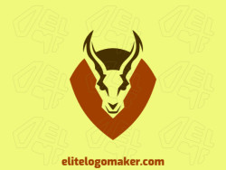 Template logo in the shape of a gazelle combined with a letter "V" with minimalist design with brown and dark brown colors.