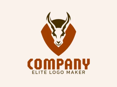 Template logo in the shape of a gazelle combined with a letter "V" with minimalist design with brown and dark brown colors.