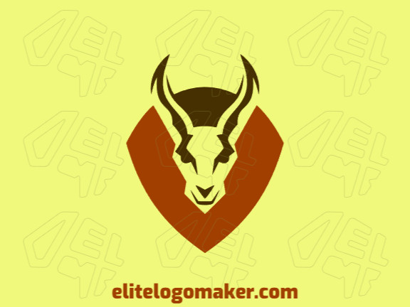 Logotipo criativo com a forma de uma gazela combinado com uma letra "V" com design minimalista e com as cores marrom e marrom escuro.