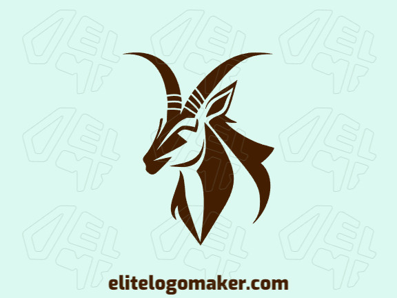 Logotipo simples composto por formas abstratas, formando uma cabeça de gazela com a cor marrom.