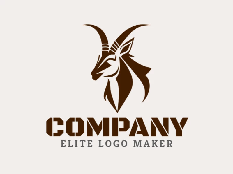 A simple logo composed of abstract shapes forming a gazelle head with the color brown.