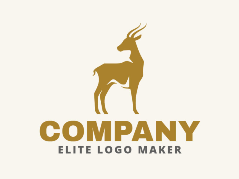 Crie um logotipo ideal para o seu negócio com a forma de gazela olhando para trás com estilo minimalista e cores customizáveis.