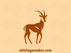 Logo with creative design, forming a gazelle walking with simple style and customizable colors.