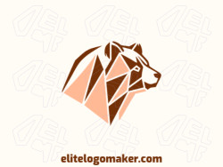 Simple logo composed of abstract shapes forming a geometric bear with brown and orange colors.