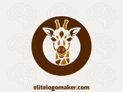 Create a logo for your company in the shape of a giraffe with a circular style with dark yellow and dark brown colors.