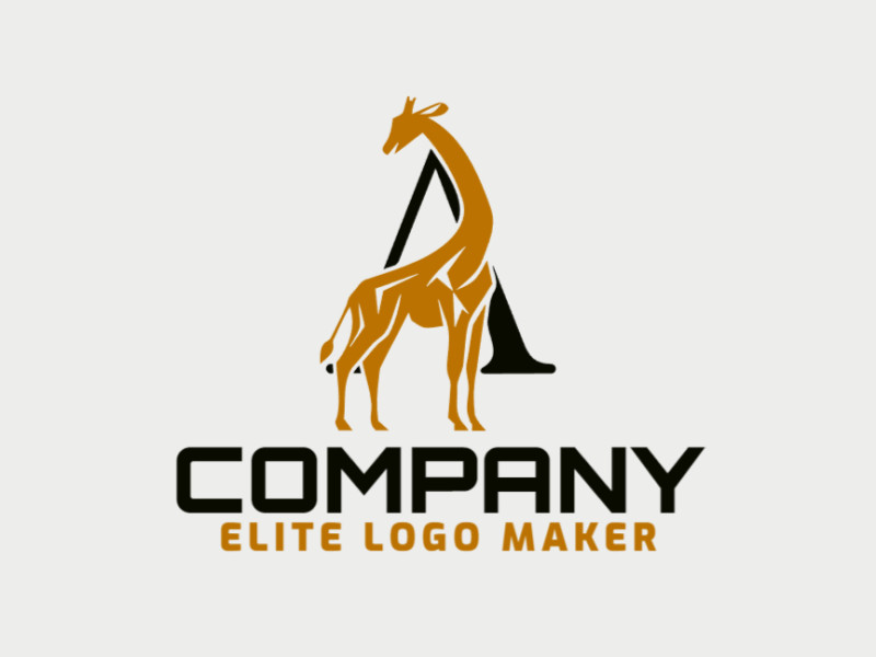 A unique logo merging a giraffe and the letter "A", ingeniously crafted with double meaning, in striking black and dark yellow tones.