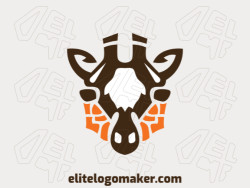 Animal logo in the shape of a giraffe head composed of a mosaic with brown, white and yellow colors.
