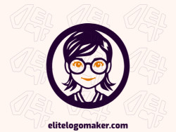 Memorable logo in the shape of a girl with simple style, and customizable colors.