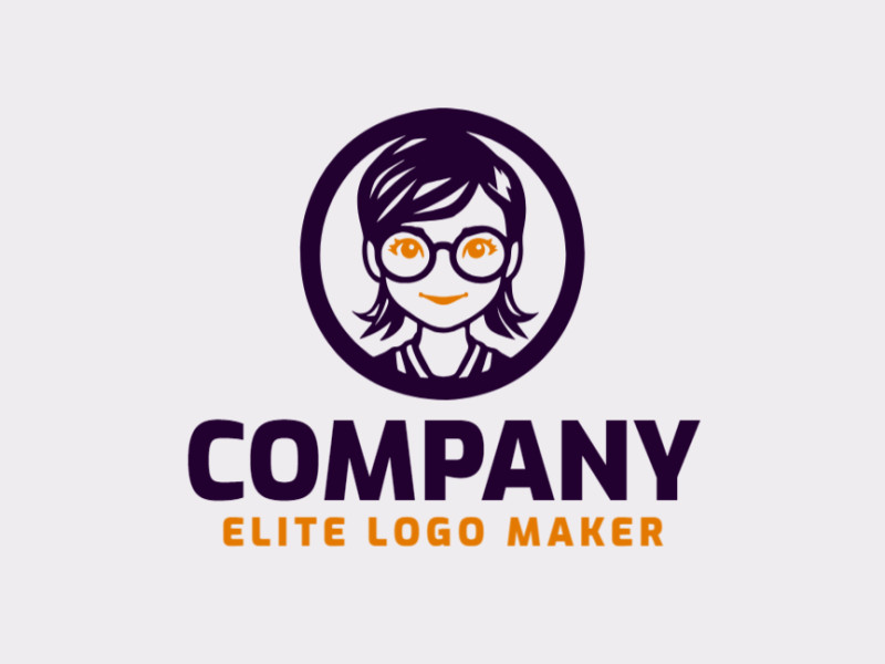 Logotipo memorável com a forma de uma garota com estilo simples, e cores customizáveis.