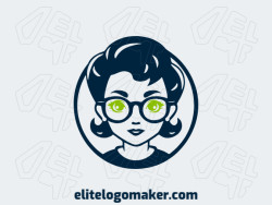 Create your online logo in the shape of a girl with customizable colors and circular style.