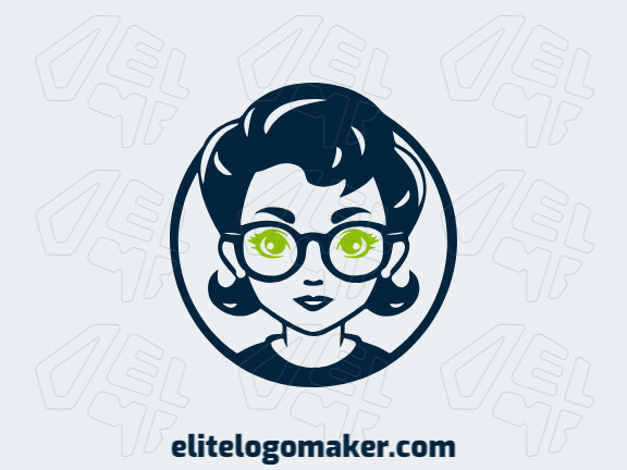Crie seu logotipo online com a forma de uma garota com cores customizáveis e estilo circular.