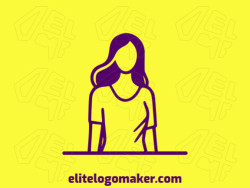 Create a vector logo for your company in the shape of a girl with a monoline style, the color used was purple.