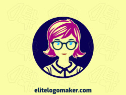 Ideal logo for different businesses in the shape of a girl with a circular style.