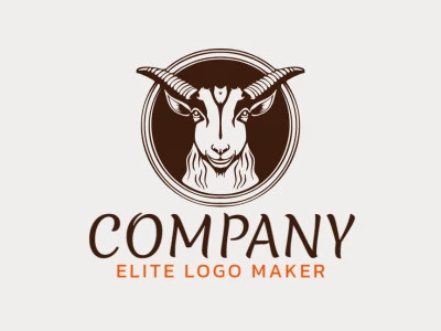 Creative logo in the shape of a goat with memorable design and circular style, the color used is brown.