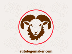 Create a vector logo for your company in the shape of a goat with an animal style, the colors used was brown and orange.