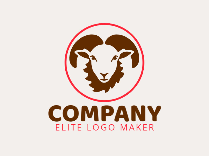 Crie um logotipo vetorial para sua empresa com a forma de uma cabra com estilo animal, as cores utilizadas foi marrom e laranja.