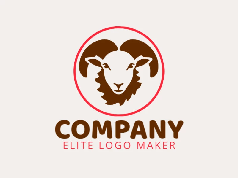 Cree un logotipo vectorial para su empresa en forma de una cabra con un estilo animal, los colores utilizados son marrón y naranja.