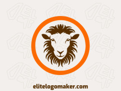 Create a vectorized logo showcasing a contemporary design of a goat and simple style, with a touch of sophistication with brown and orange colors.