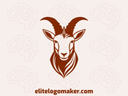 A logo is available for sale in the shape of a goat with an abstract design and brown color.