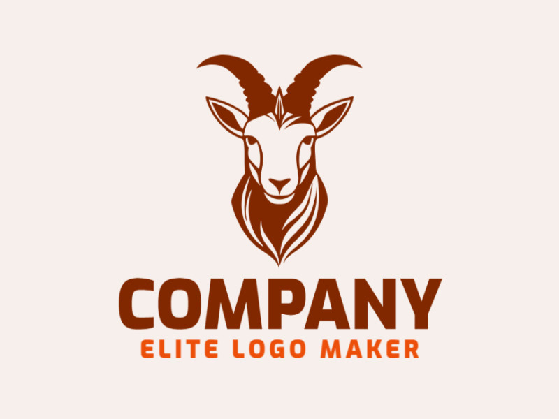 Logotipo disponível para venda com a forma de uma cabra com design abstrato e cor marrom.