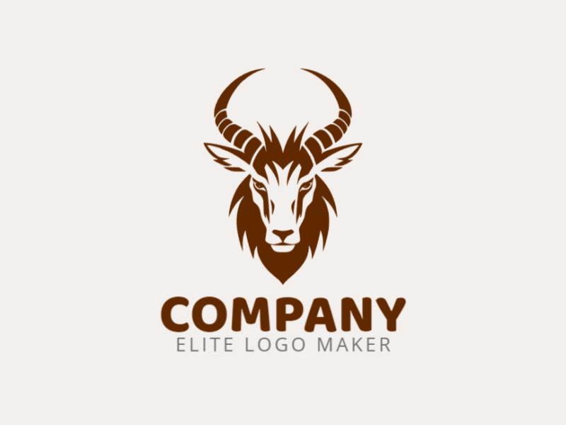 Create your online logo in the shape of a goat with customizable colors and symmetric style.