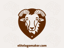 Handcrafted logo created with abstract shapes forming a goat with the color dark brown.