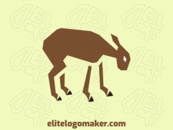 Animal logo with the shape of a goat composed of abstract shapes, the colors used are black and brown.