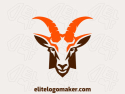 Logo with creative design, forming a goat with symmetric style and customizable colors.