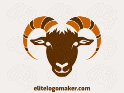 Vector logo in the shape of a goat with creative style with brown and dark brown colors.