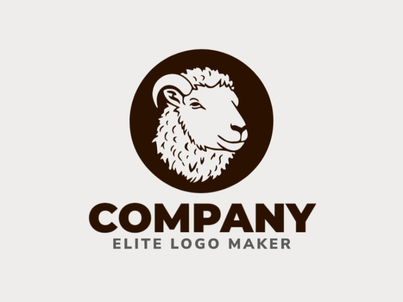 Creative logo created with abstract shapes forming a goat with the color dark brown.