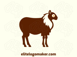 Logo available for sale in the shape of a goat with a simple design with brown and orange colors.