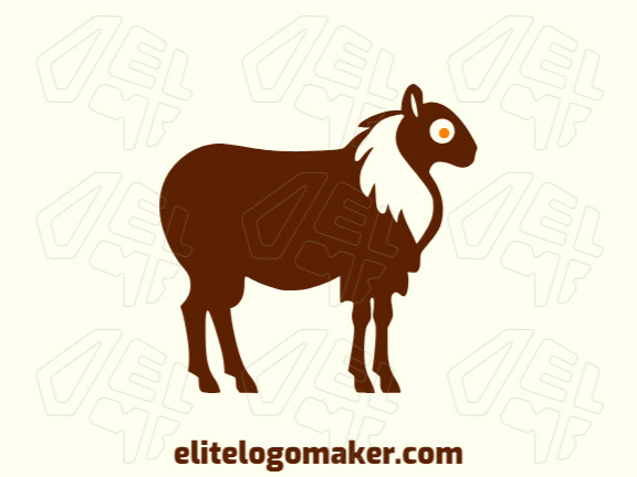 Logotipo disponível para venda com a forma de uma cabra com design simples e com as cores marrom e laranja.