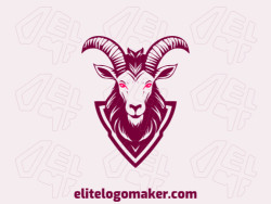 Adaptable logo in the shape of a goat with a mascot style, the colors used were purple and pink.