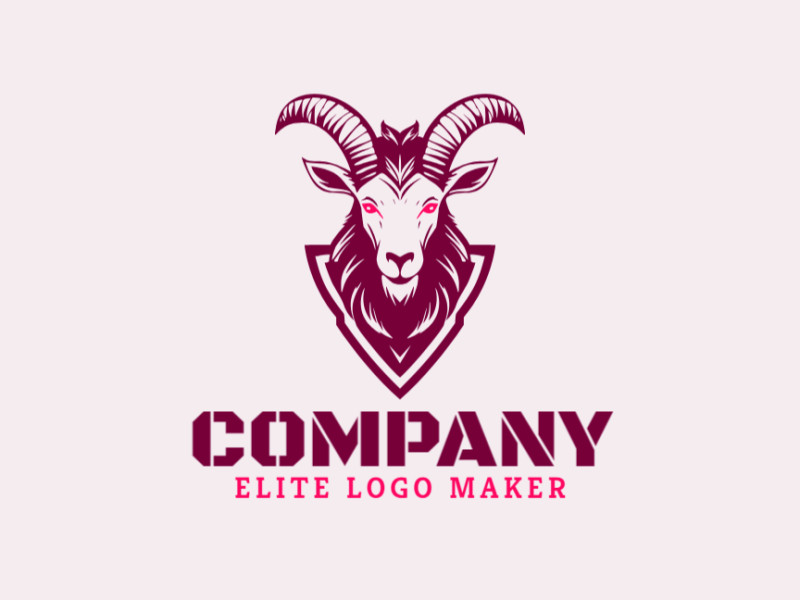 Logotipo adaptável com a forma de um bode com estilo mascote, as cores utilizadas foi roxo e rosa.