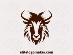 Customizable logo in the shape of a goat composed of a symmetric style and dark brown color.