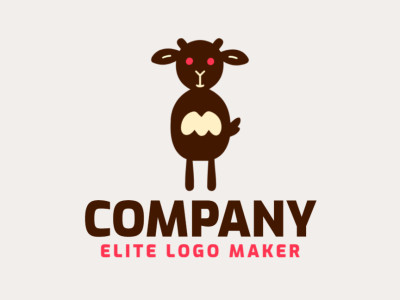 A charming pictorial logo featuring a goat, with a color palette of brown, orange, and beige, evoking warmth and friendliness, ideal for a cozy and inviting brand identity.