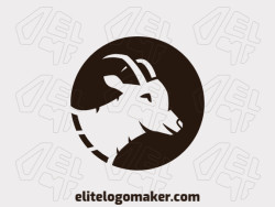 Vector logo in the shape of a goat with a circular design and brown color.