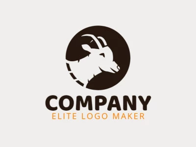 Vector logo in the shape of a goat with a circular design and brown color.