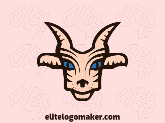 Crie um logotipo ideal para o seu negócio com a forma de uma cabra com estilo abstrato e cores customizáveis.