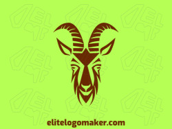 Professional logo in the shape of a goat head with a symmetric style, the color used was dark brown.