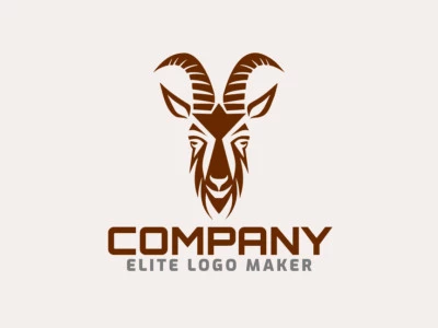 Professional logo in the shape of a goat head with a symmetric style, the color used was dark brown.