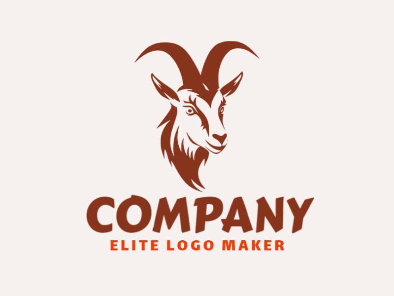 Logo with creative design, forming a goat head with abstract style and customizable colors.