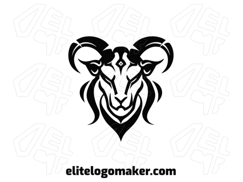 A concept logo featuring a goat with an abstract style and black color, designed symmetrically for a bold and unique brand identity.