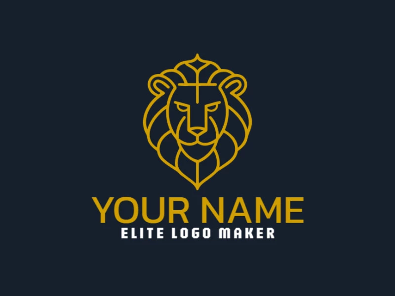 A monoline logo features a golden lion, crafted with sleek and continuous lines, creating a bold and elegant design that emphasizes simplicity and strength.